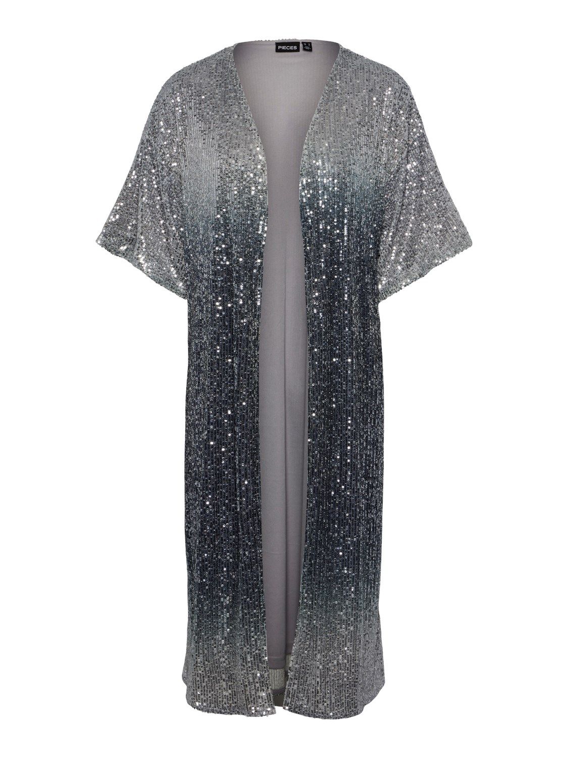vest / kimono - DELPHIA - glitters ombre blue/silver