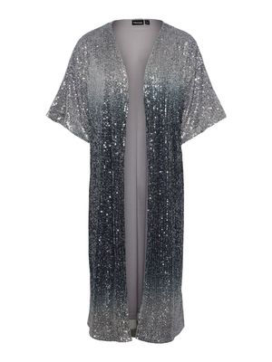 vest / kimono - DELPHIA - glitters ombre blue/silver