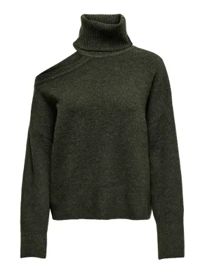 Trui met cut out - DEBBIE - kaki