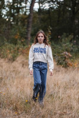 KIDS Wijde jeans - DAISY met ruffeltjes - medium blue denim