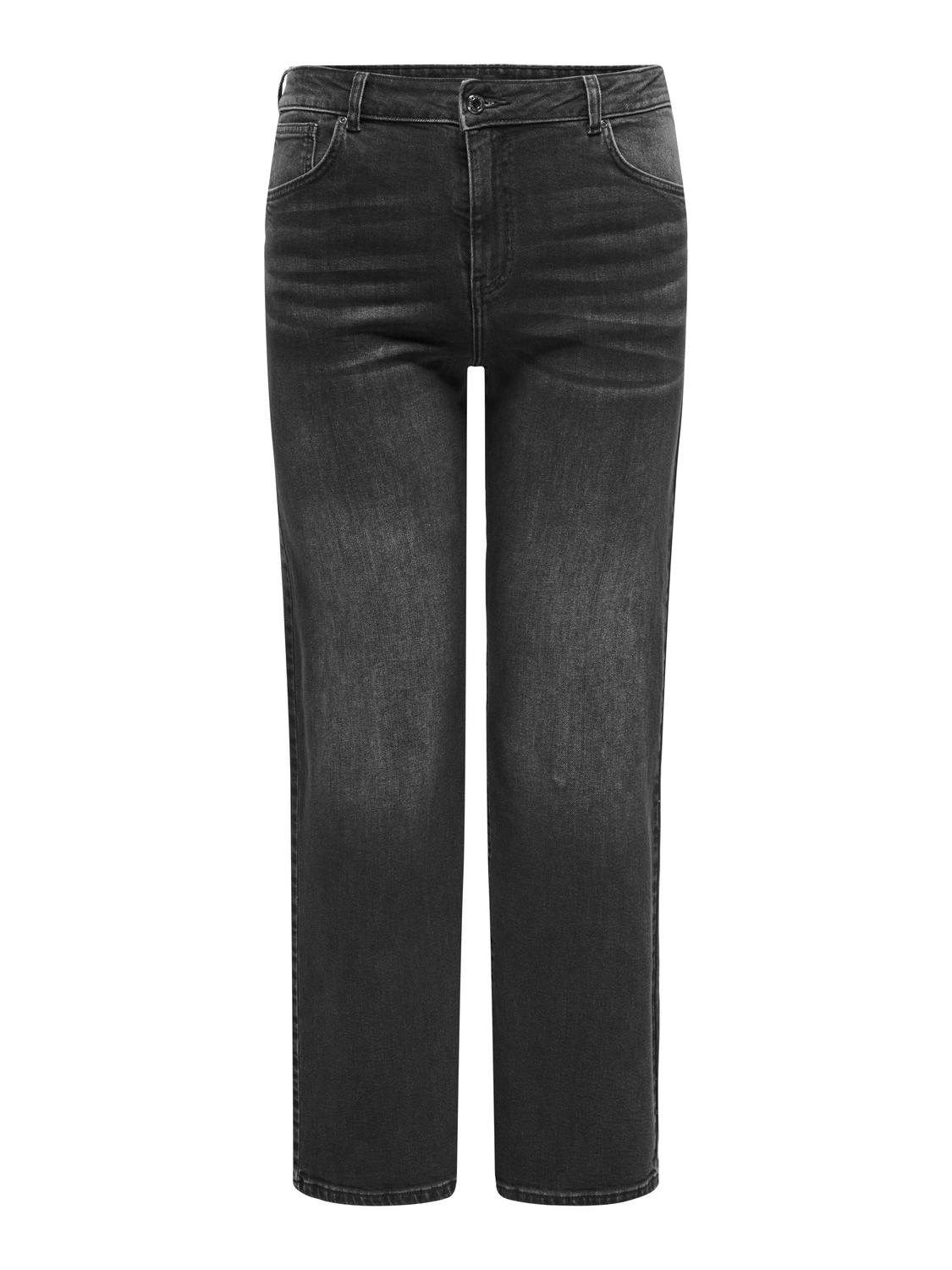 + Wijde jeans - MEGAN - washed black denim