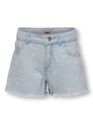 KIDS jeansshort met bloemetjes - ROBYN - light blue denim