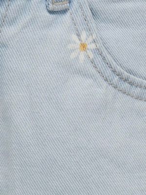 KIDS jeansshort met bloemetjes - ROBYN - light blue denim