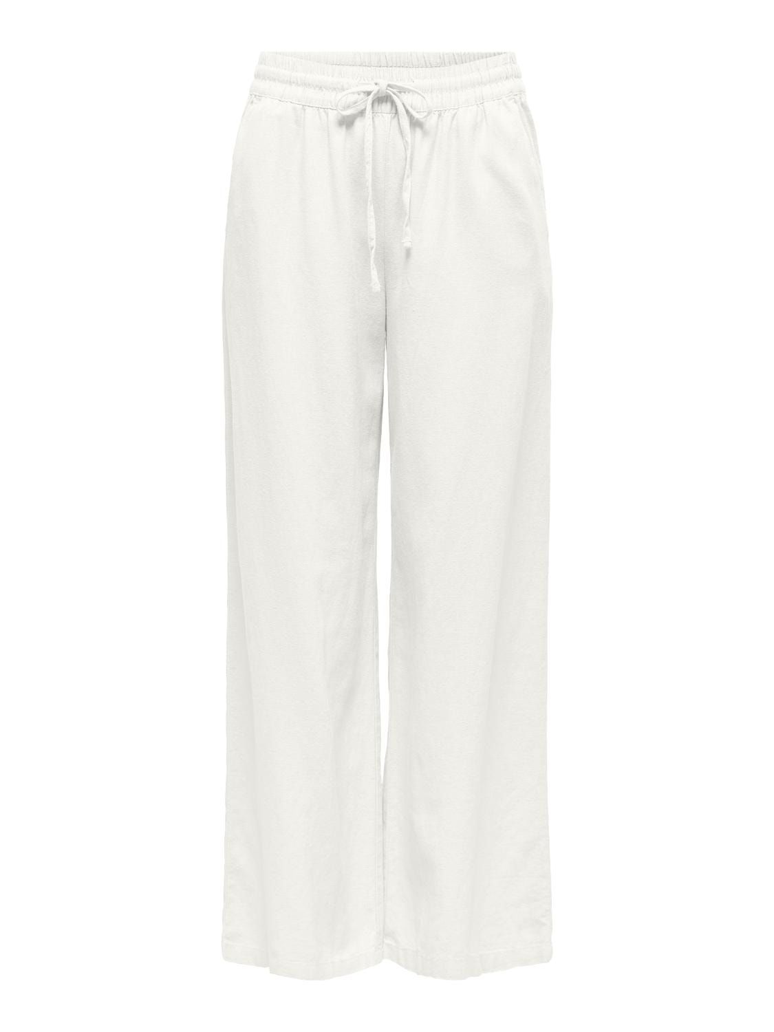 Wijde linnen broek - SAY - wit