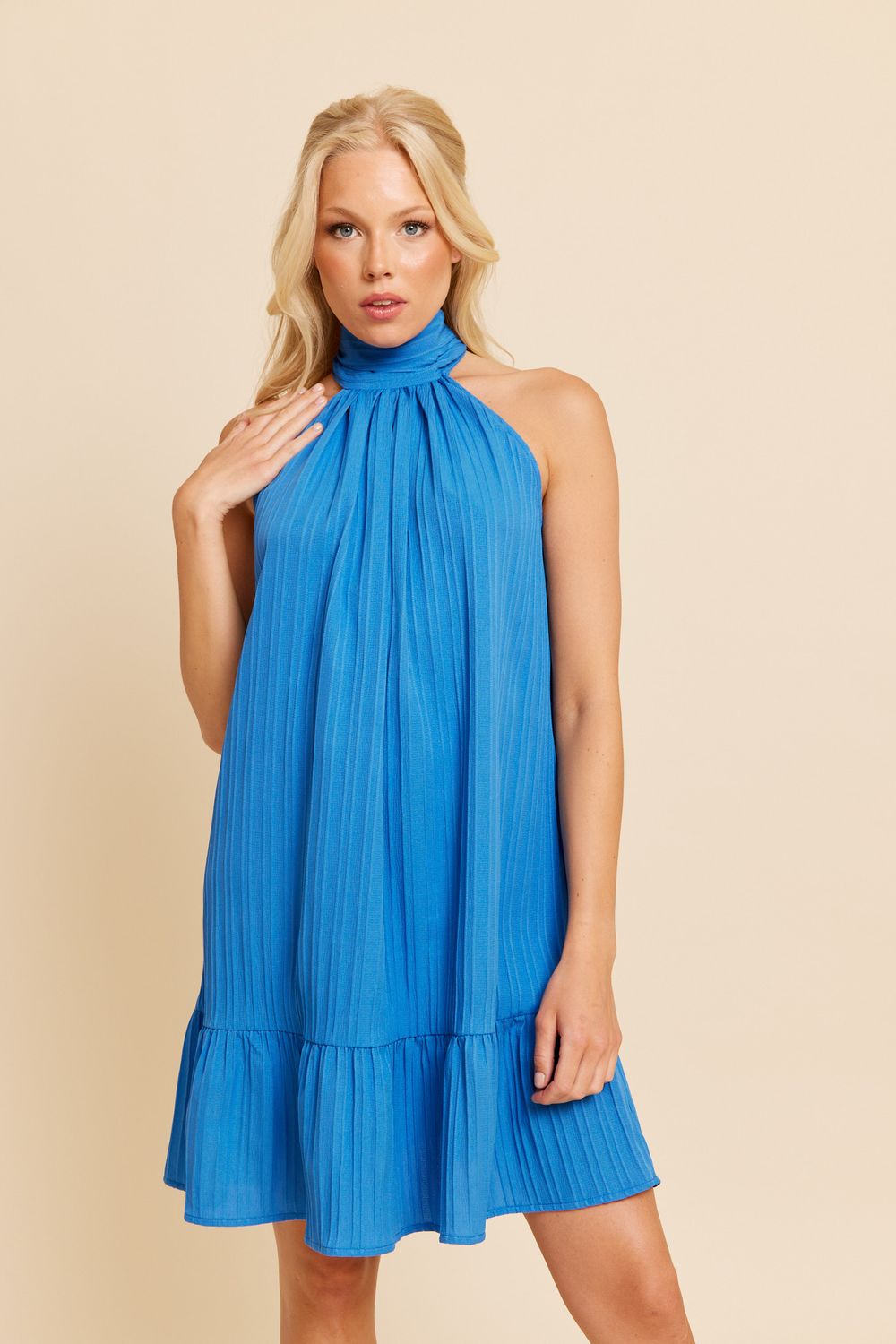 Halter jurk - EVELINA - blauw