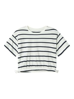 KIDS cropped shirt - FUNION - donkerblauwe streepjes