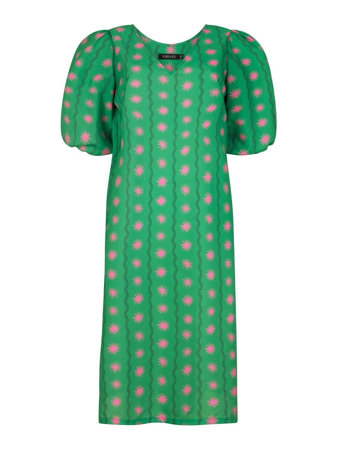 Wijde jurk - NORA - groen/roze