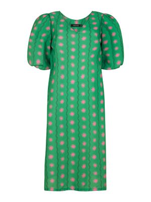 Wijde jurk - NORA - groen/roze