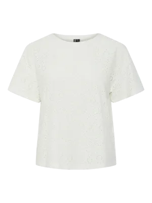 T-shirt - ABBY - wit met gaatjes
