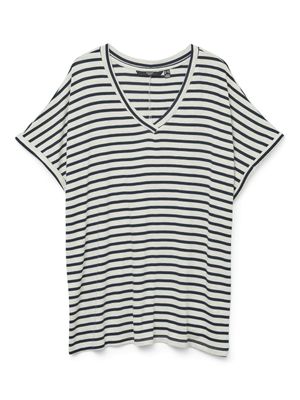 + t-shirt - HOLLY - ecru/blauw