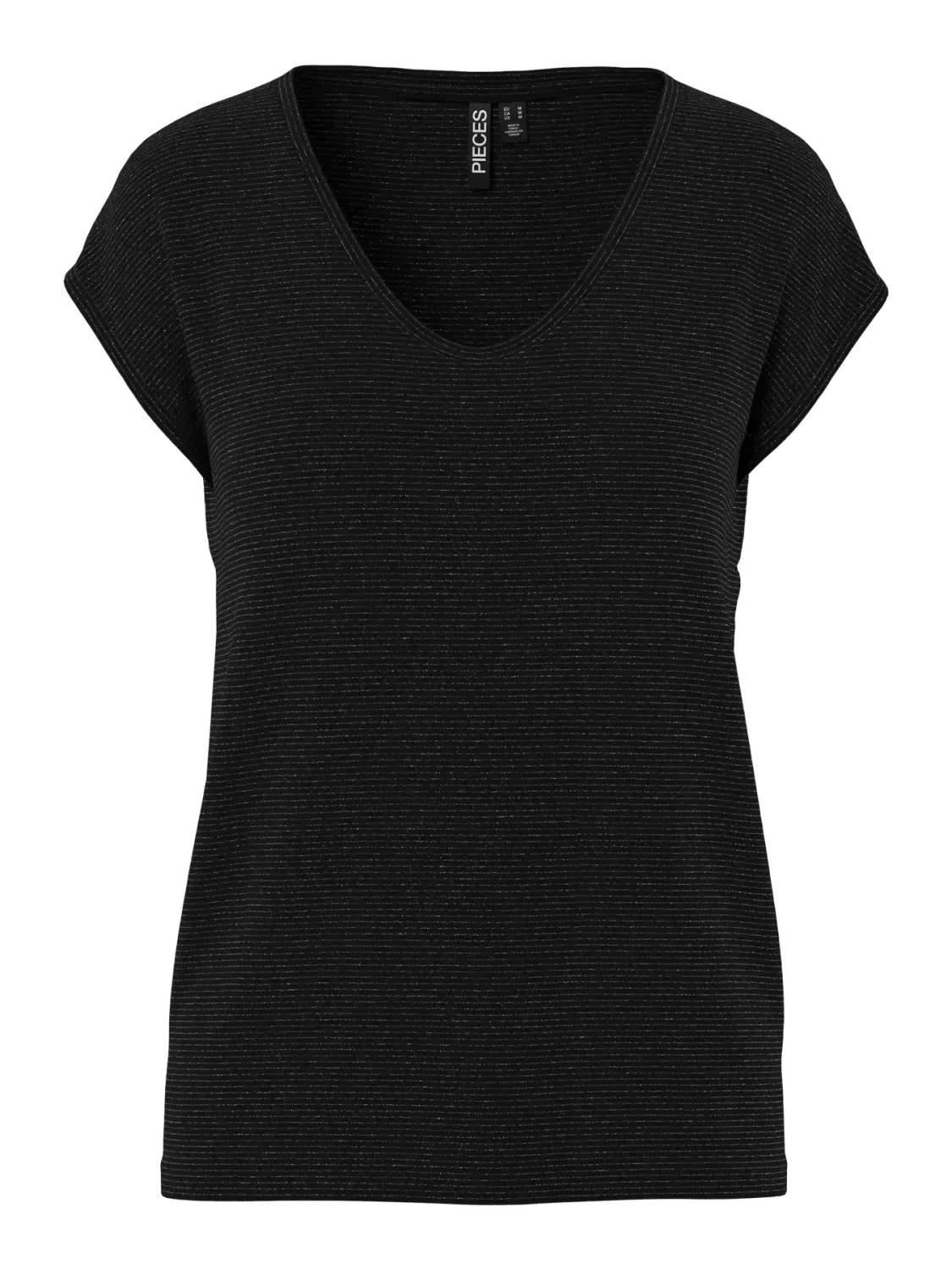 T-shirt - BILLO - zwart/zwarte glitterstreep