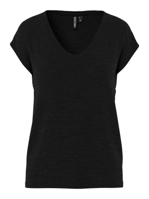 T-shirt - BILLO - zwart/zwarte glitterstreep