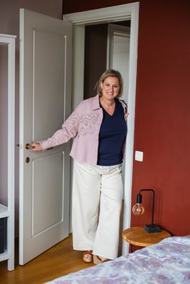 + Wijde denim broek - VALERIA - ecru