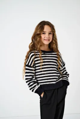 KIDS trui - PIUMO - streepjes zwart/wit