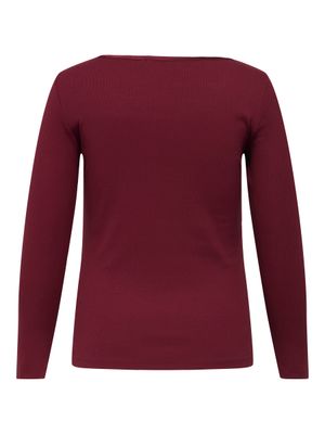 + Basic top lange mouw - RIBBI - bordeaux