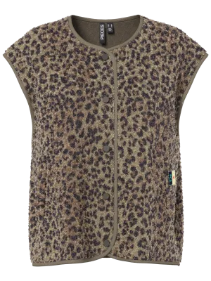 Mouwloze teddy vest - KATTY - leopard