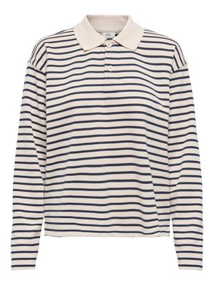 Knitted polo - VILLA - beige/blauw
