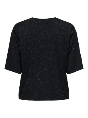 T-shirt - KALLAS - zwart/zilver