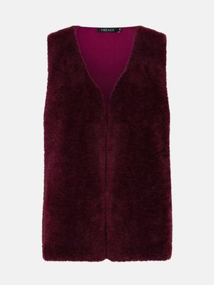 Mouwloze vest teddy - SASHA - bordeaux