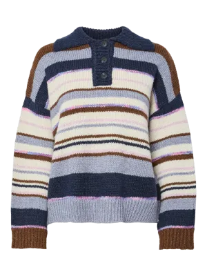 Trui polo - RYE - bruin/blauw/roze Trui polo - RYE - bruin/blauw/roze