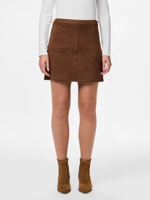 Korte brushed rok - RAKEL - bruin