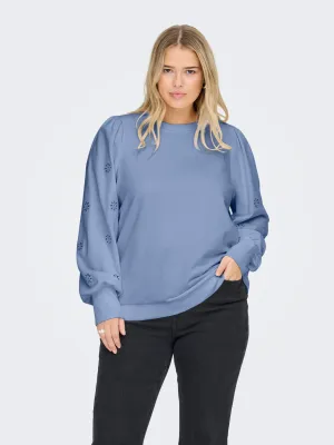 + Sweater met broderie mouw - FEMME - blauw