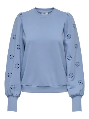 + Sweater met broderie mouw - FEMME - blauw + Sweater met broderie mouw - FEMME - blauw
