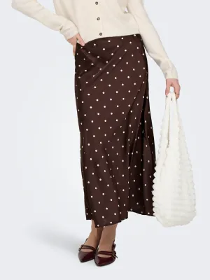 Rok satijn - HAILEY - polka dots bruin