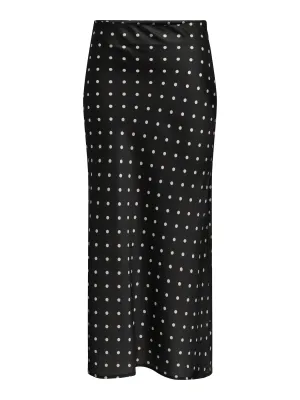 Rok satijn - HAILEY - polka dots zwart Rok satijn - HAILEY - polka dots zwart