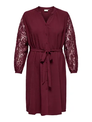 + Jurk met kant - KAMMY - bordeaux + Jurk met kant - KAMMY - bordeaux