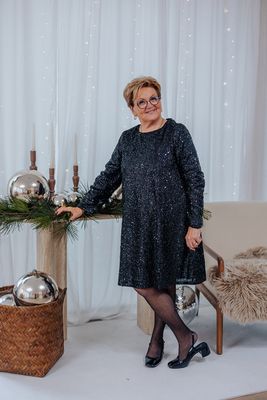 + Jurk met pailletten - NAJA - zwart