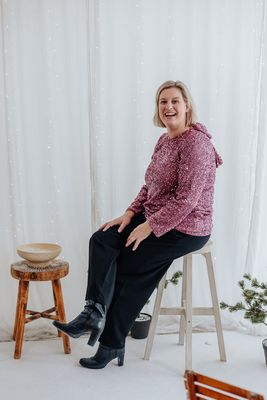 + Top met pailletten - NAJA - oudroze