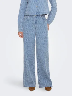 Wijde structuur jeans - NICO - light blue denim