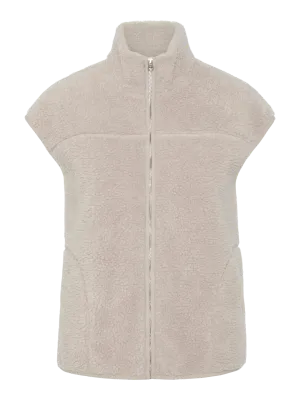 Mouwloze teddy vest - SADIA - ecru