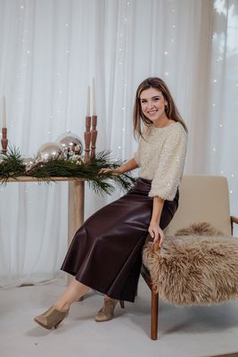Faux leather rok - SALUD - donkerbruin
