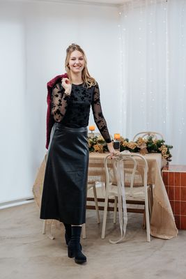 Faux leather rok - SALUD - zwart