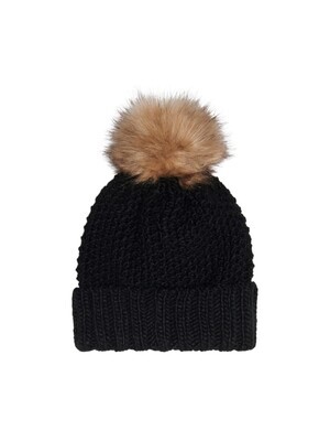 KIDS Muts met pompon - ISABELLA - zwart