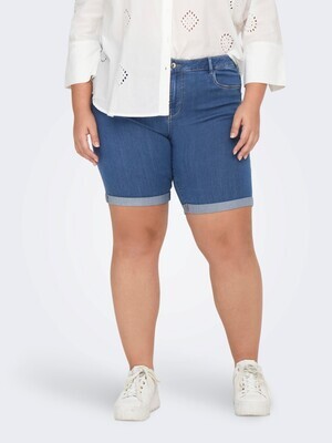 + Langere short - THUNDER - medium blue denim
