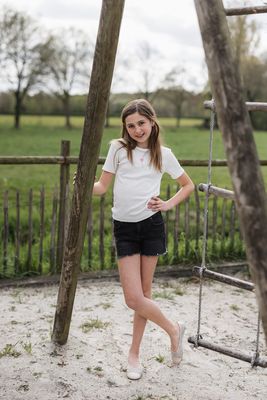 KIDS jeansshort - ROBYN - washed black denim