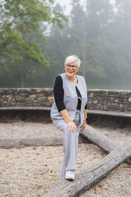 + Broek - TAMMI - tweed grijs