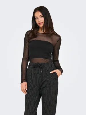 Mesh top - ELSA - zwart