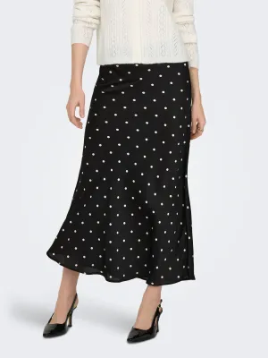 Rok satijn - HAILEY - polka dots zwart