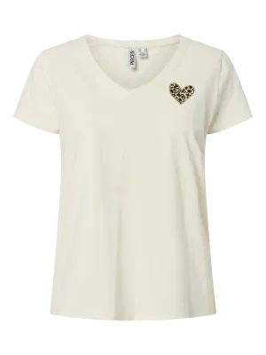 T-shirt - BILLY - wit met leopard hart T-shirt - BILLY - wit met leopard hart