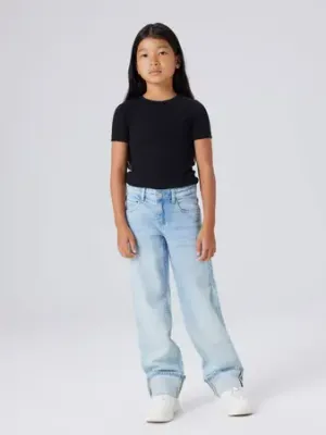 KIDS Rechte jeans met boord - ROSE - light blue denim