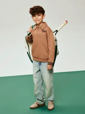 KIDS polo sweater - TRENT - bruin