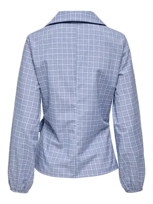 Geruite blouse wikkel - RIKA - blauw & grijs