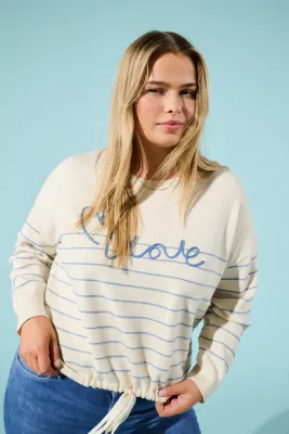 + Trui / top - SIGNE - ecru/blauw