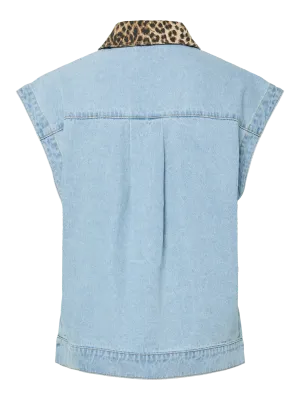 Mouwloze vest - BREIA - lichtblauwe jeans