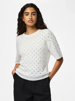 Pullover met fijne gaatjesstructuur - LELOU - wit