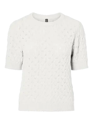 Pullover met fijne gaatjesstructuur - LELOU - wit